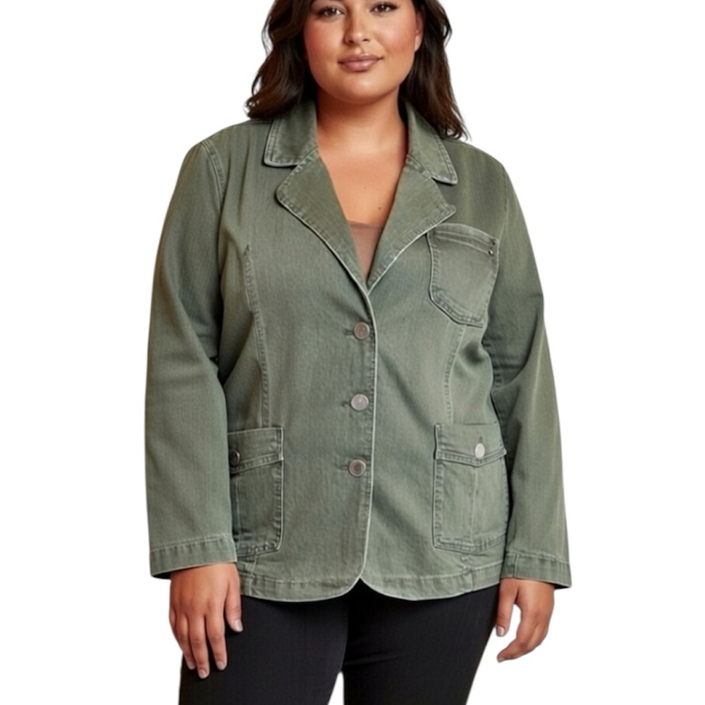 ENCORE Army Green Denim Blazer
